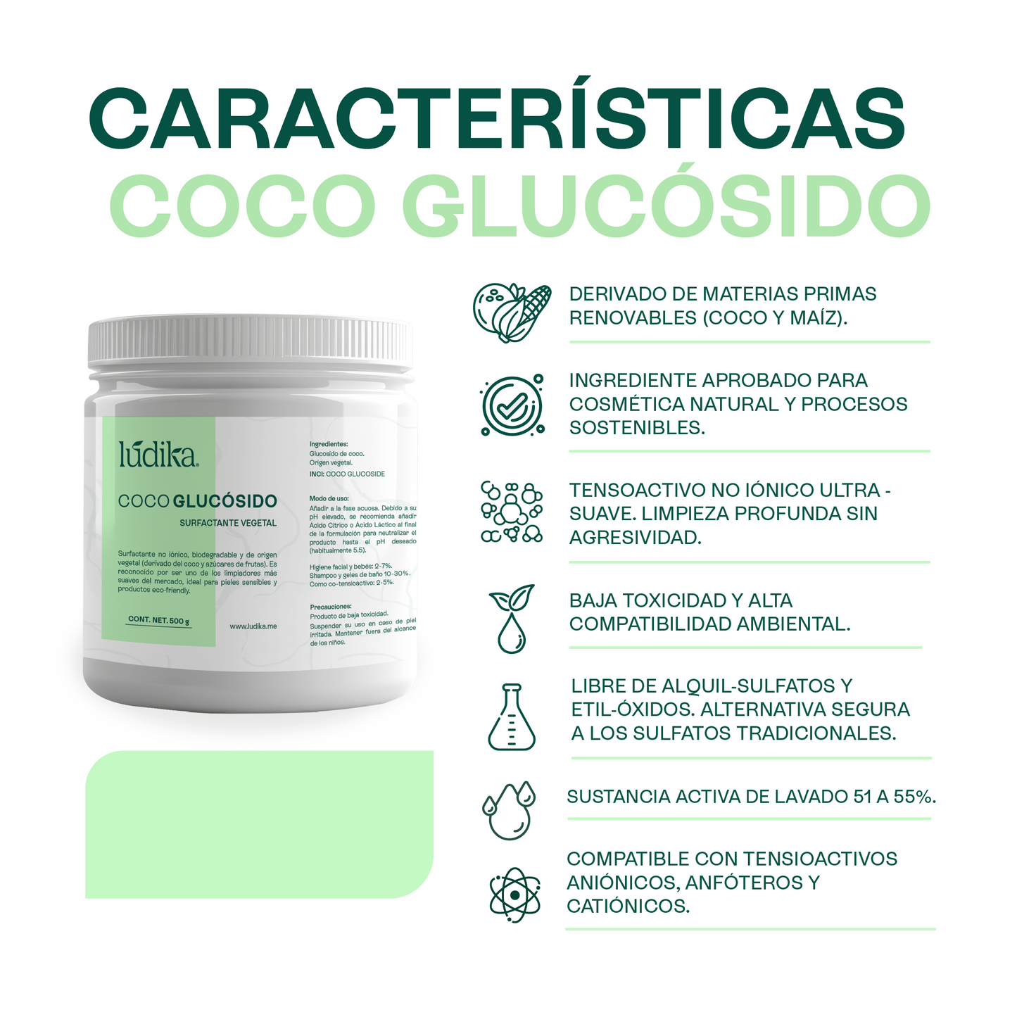 Coco Glucósido |  Tensioactivo 100% Natural | Limpieza Ultra-Suave y Espuma Cremosa