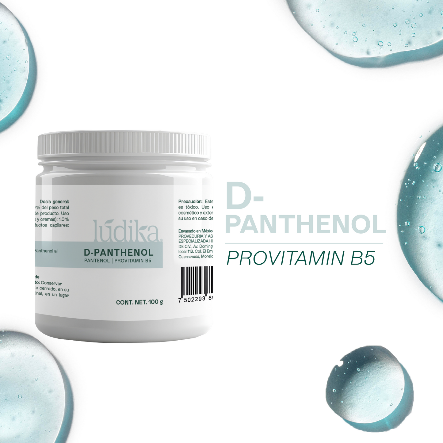 D – Pantenol (Pro-Vitamina B5) | Facial, Corporal, Capilar | Hidratante, Calmante y Cicatrizante