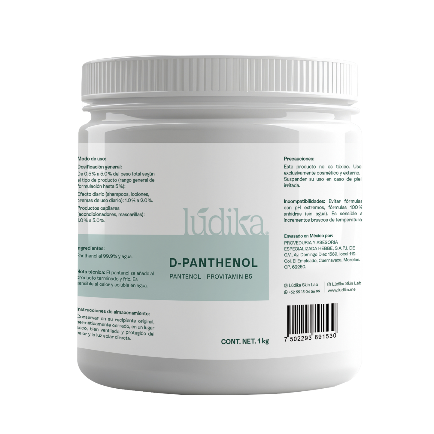 D – Pantenol (Pro-Vitamina B5) | Facial, Corporal, Capilar | Hidratante, Calmante y Cicatrizante