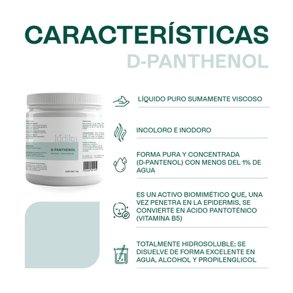 D – Pantenol (Pro-Vitamina B5) | Facial, Corporal, Capilar | Hidratante, Calmante y Cicatrizante
