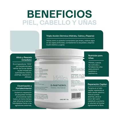 D – Pantenol (Pro-Vitamina B5) | Facial, Corporal, Capilar | Hidratante, Calmante y Cicatrizante