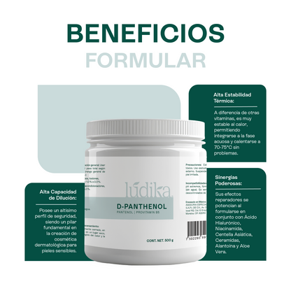 D – Pantenol (Pro-Vitamina B5) | Facial, Corporal, Capilar | Hidratante, Calmante y Cicatrizante