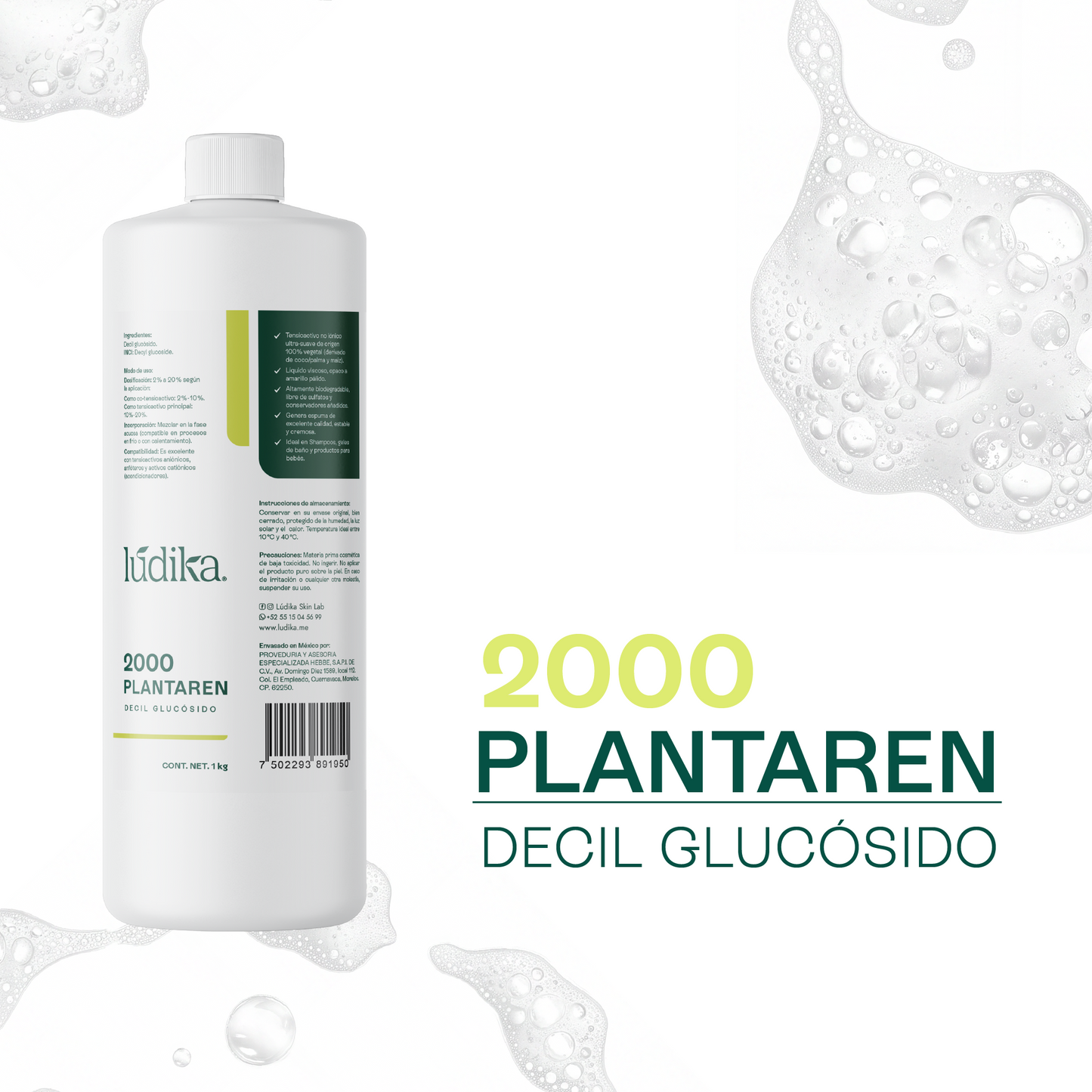 Decil Glucósido (Plantaren 2000) | Tensioactivo de Cosmética Pediátrica | Limpieza Ultra-Delicada y Biodegradable
