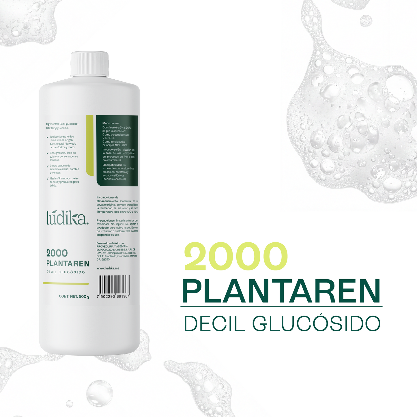 Decil Glucósido (Plantaren 2000) | Tensioactivo de Cosmética Pediátrica | Limpieza Ultra-Delicada y Biodegradable