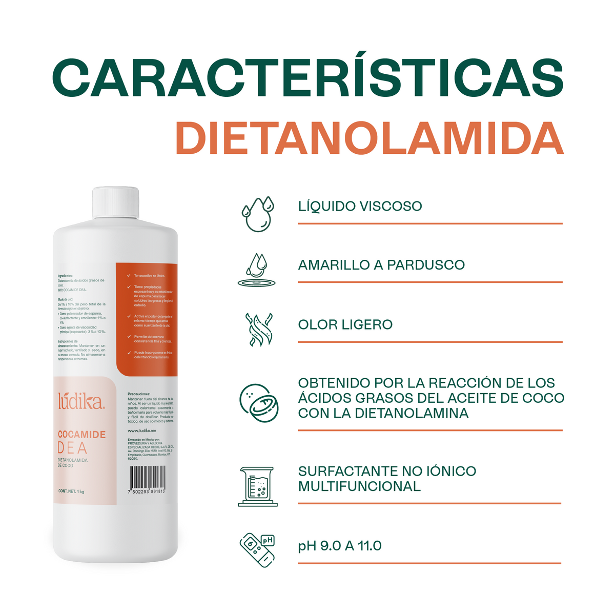 Dietanolamida (Cocamide DEA) | Potenciador de Espuma, Espesante y Acondicionador para Cosméticos