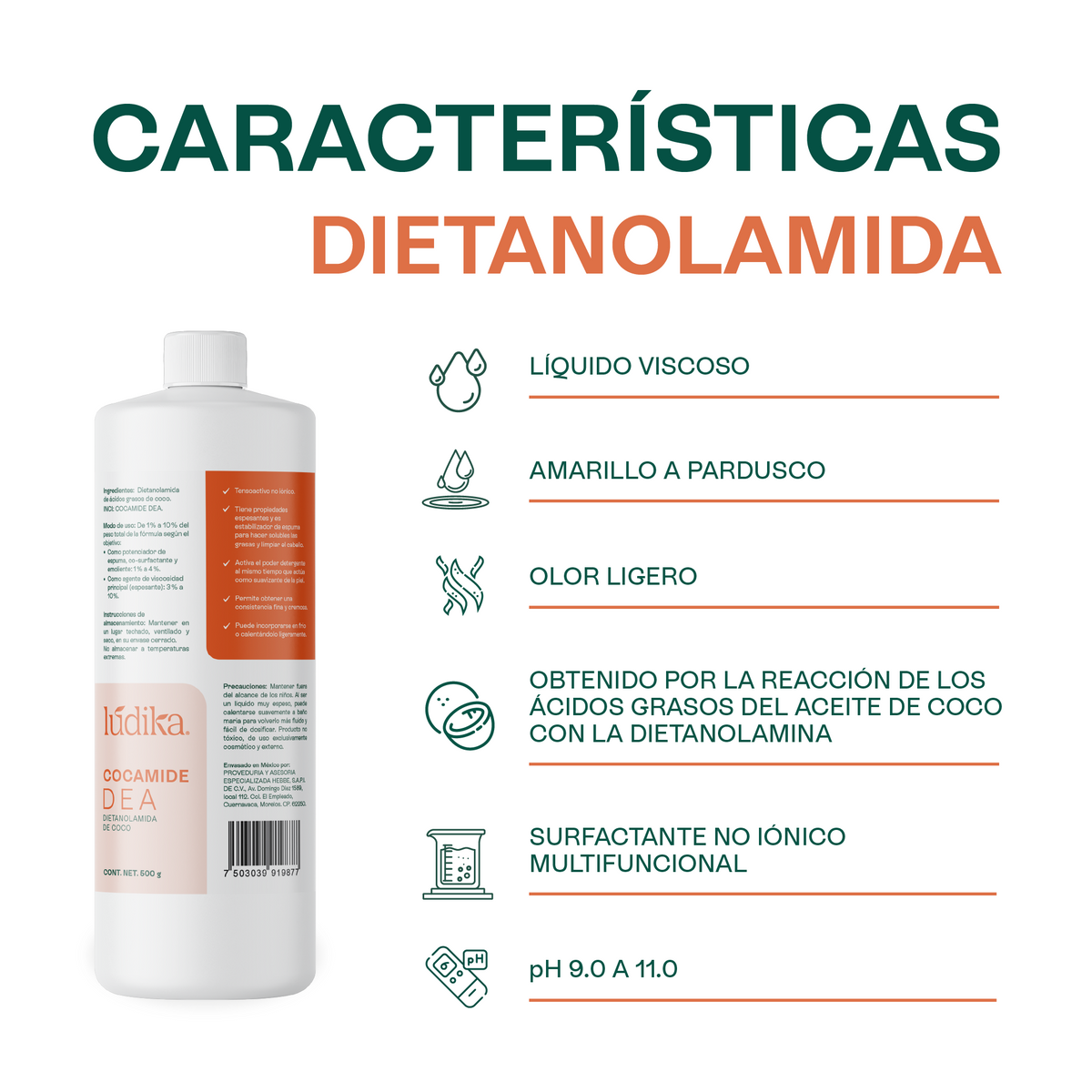 Dietanolamida (Cocamide DEA) | Potenciador de Espuma, Espesante y Acondicionador para Cosméticos