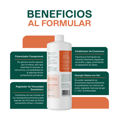 Dietanolamida (Cocamide DEA) | Potenciador de Espuma, Espesante y Acondicionador para Cosméticos