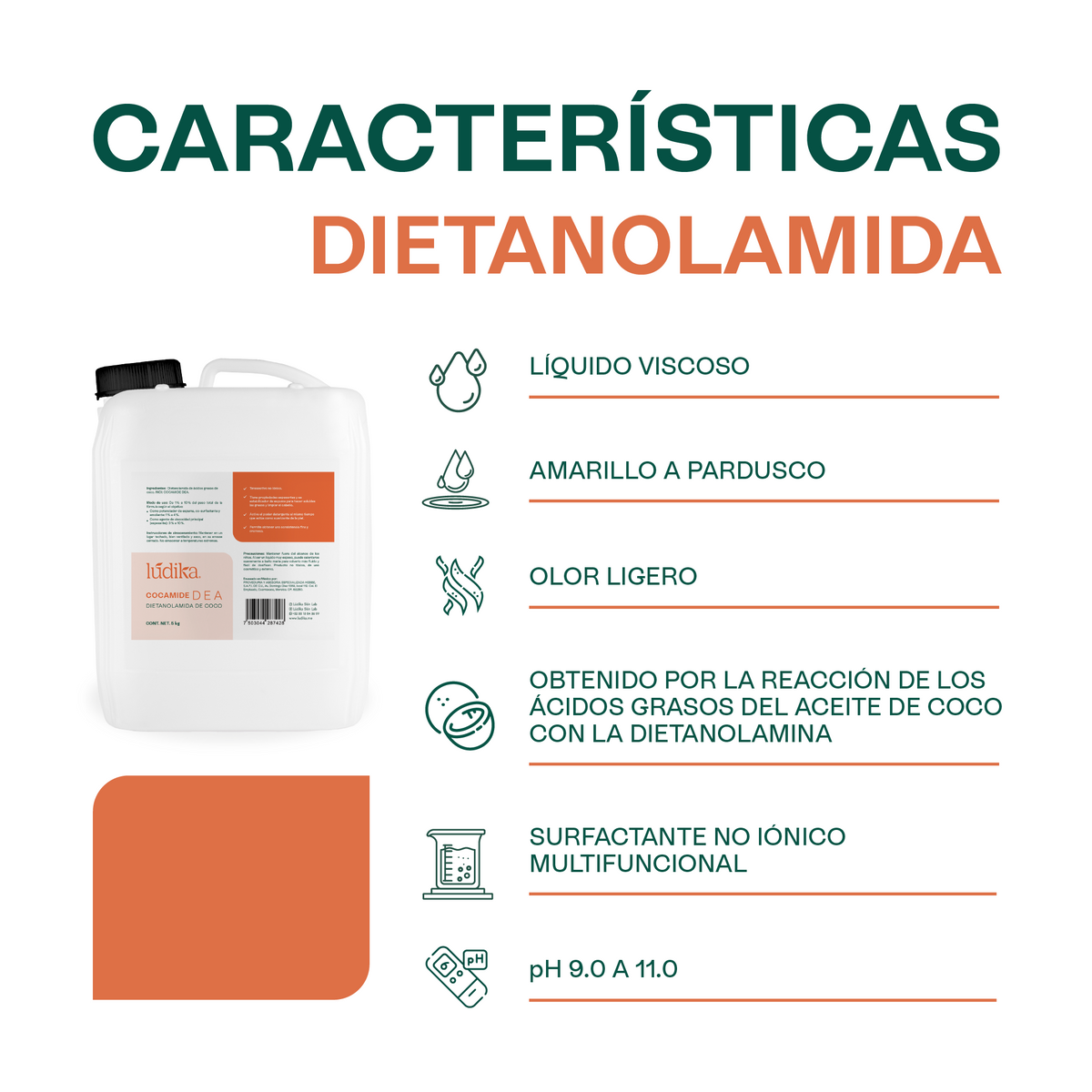 Dietanolamida (Cocamide DEA) | Potenciador de Espuma, Espesante y Acondicionador para Cosméticos