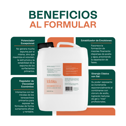 Dietanolamida (Cocamide DEA) | Potenciador de Espuma, Espesante y Acondicionador para Cosméticos