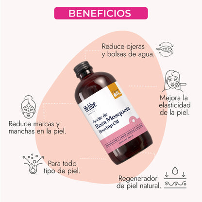 Aceite de Rosa Mosqueta Virgen | Facial y corporal | Regenerador, AntiEdad, AntiEstrias y Potente Hidratante en zona de contorno de ojos