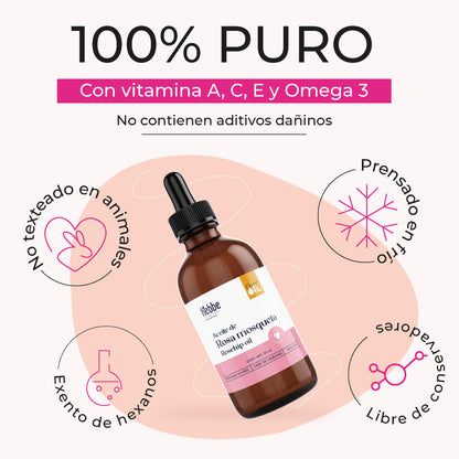 Kit 3 Aceites de Rosa Mosqueta | Facial y Corporal | Tratamiento Regenerador, Antiedad y Cicatrizante