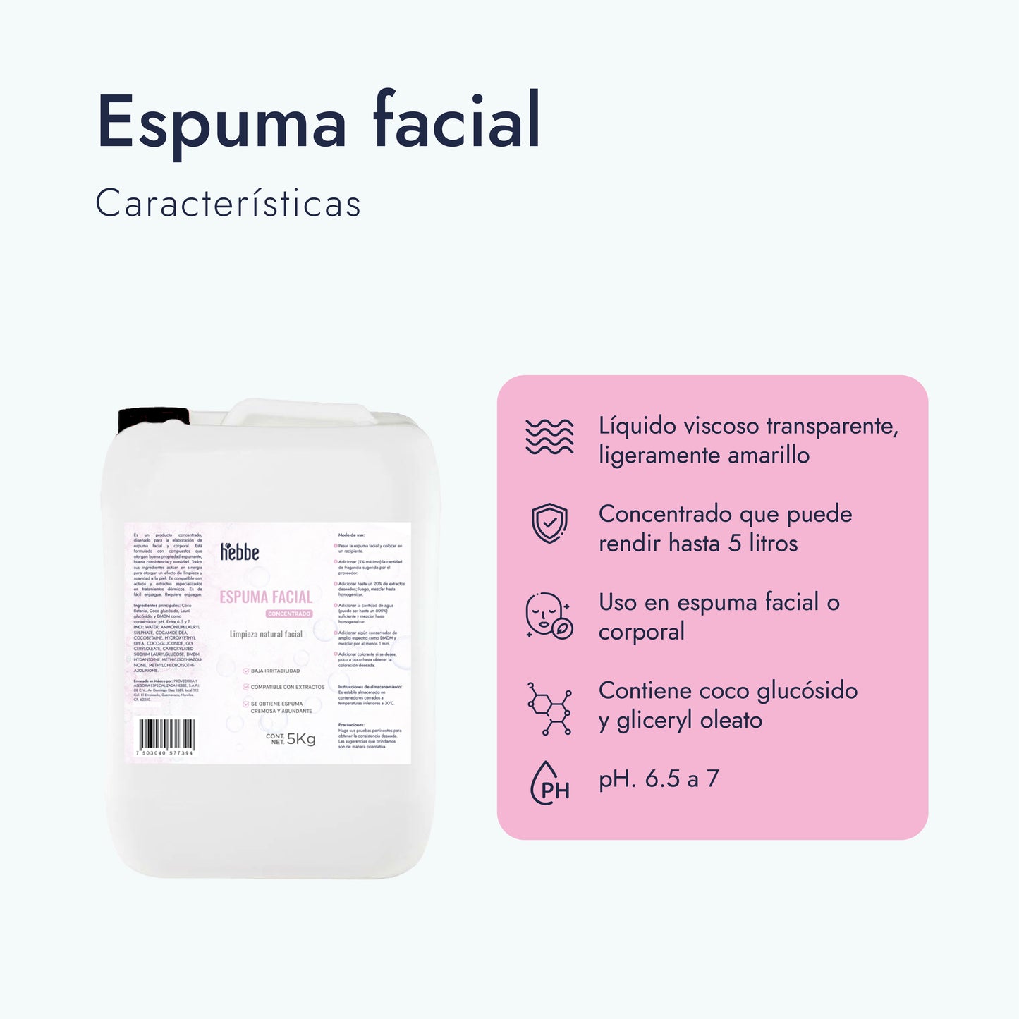 Espuma Facial | Base Concentrada para Limpieza Suave y Profunda con Acondicionamiento