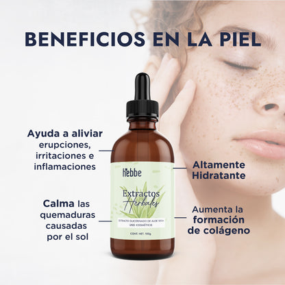 Extracto Glicólico de Aloe Vera | Facial, Corporal y Capilar | Activo Hidratante, Calmante y Reparador de la Piel