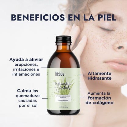 Extracto Glicólico de Aloe Vera | Facial, Corporal y Capilar | Activo Hidratante, Calmante y Reparador de la Piel