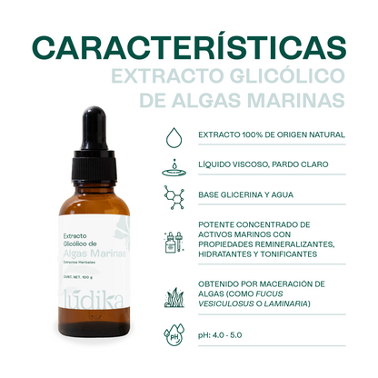 Extracto Glicólico de Algas Marinas | Facial, Corporal y Capilar | Activo Hidratante, Remineralizante y Tonificante