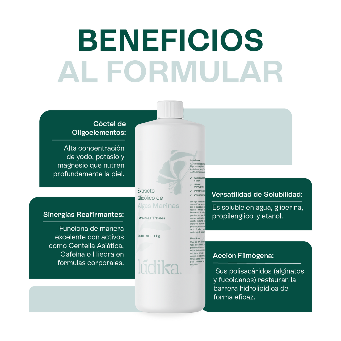 Extracto Glicólico de Algas Marinas | Facial, Corporal y Capilar | Activo Hidratante, Remineralizante y Tonificante