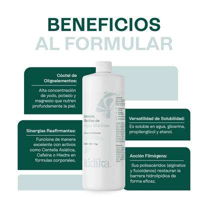 Extracto Glicólico de Algas Marinas | Facial, Corporal y Capilar | Activo Hidratante, Remineralizante y Tonificante