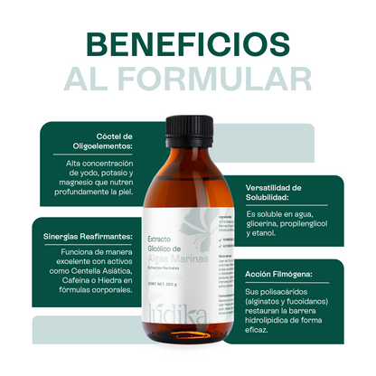 Extracto Glicólico de Algas Marinas | Facial, Corporal y Capilar | Activo Hidratante, Remineralizante y Tonificante