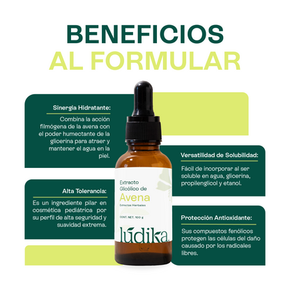Extracto Glicólico de Avena | Facial, Corporal y Capilar | Activo Calmante, Anti-Irritante y Protector de la Barrera Cutánea