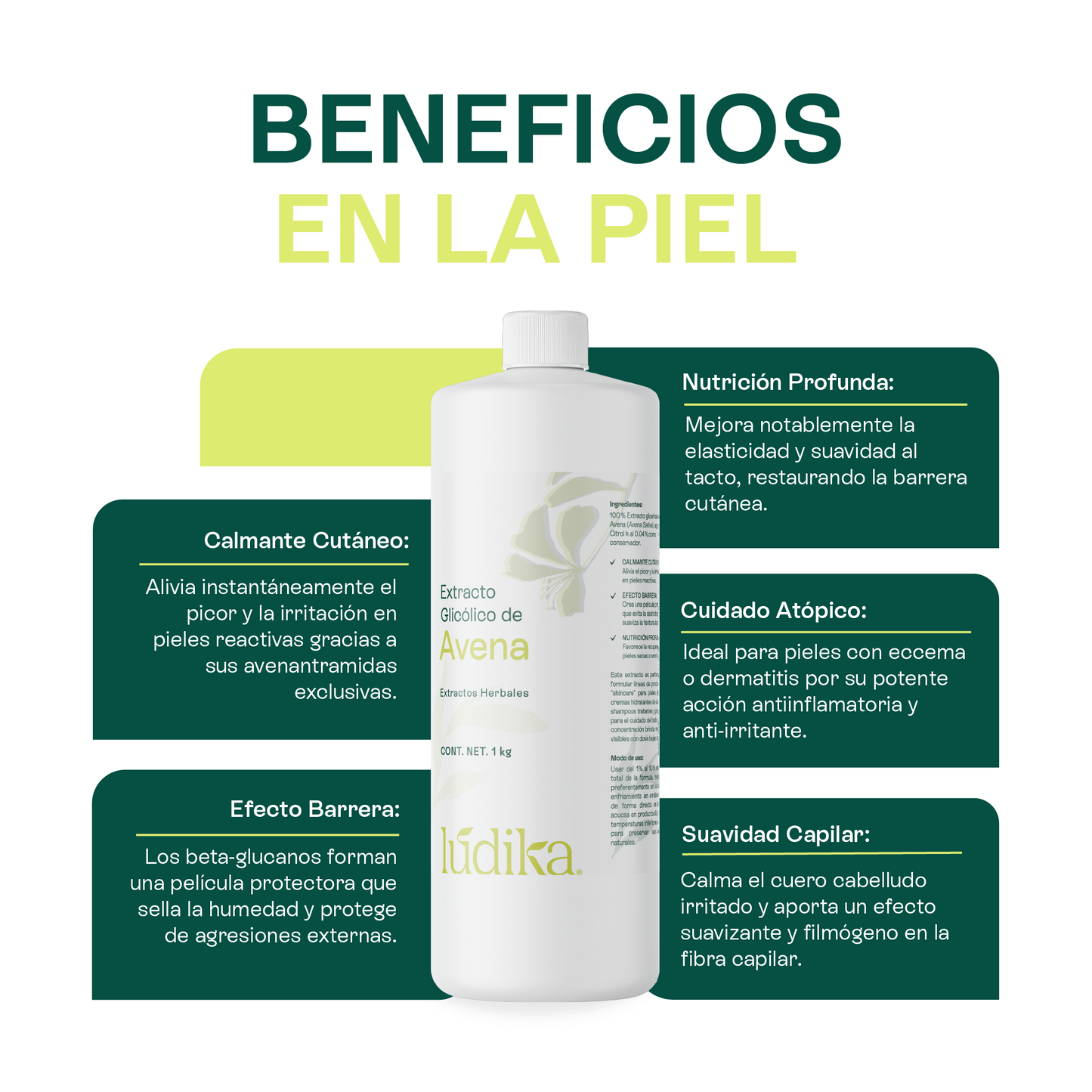 Extracto Glicólico de Avena | Facial, Corporal y Capilar | Activo Calmante, Anti-Irritante y Protector de la Barrera Cutánea