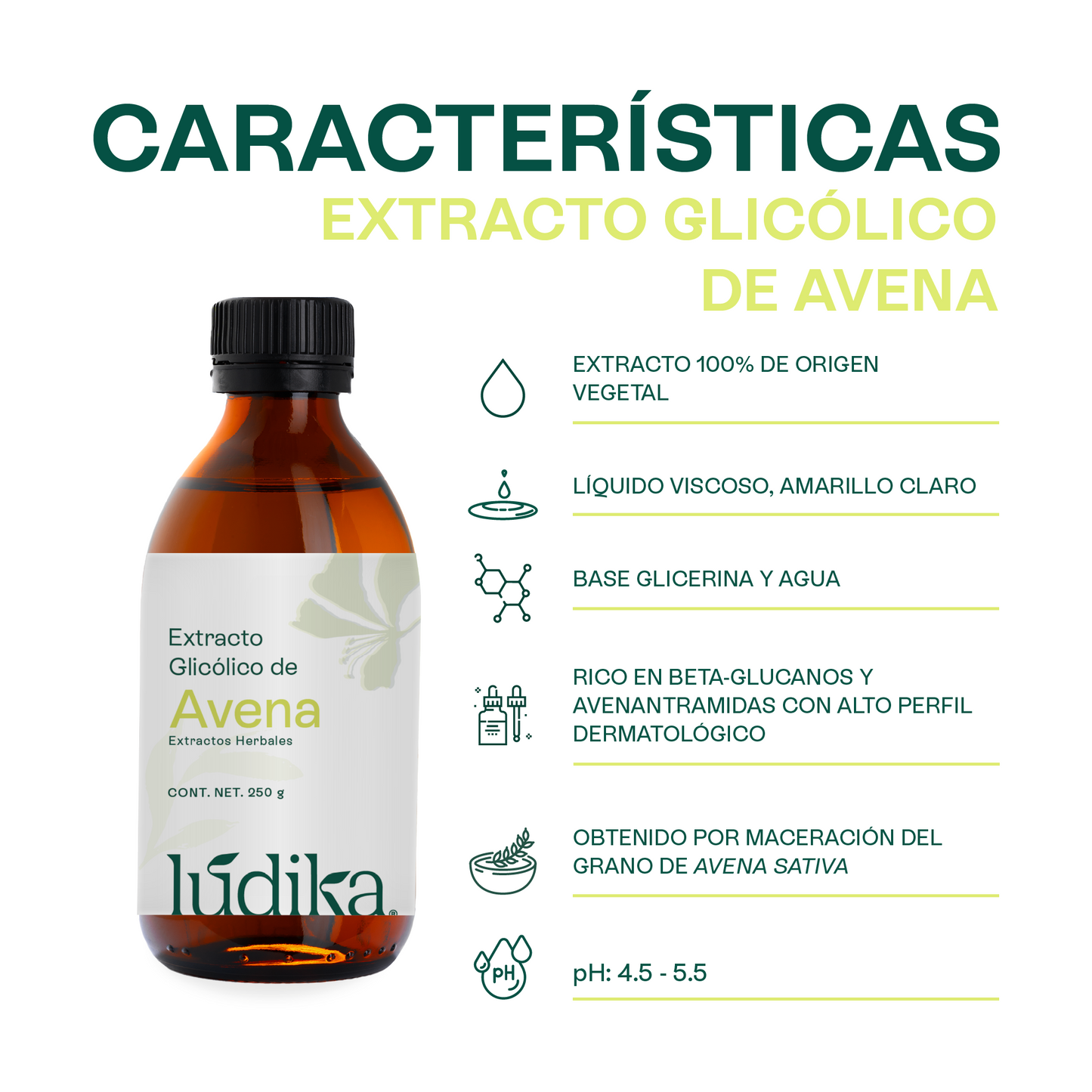 Extracto Glicólico de Avena | Facial, Corporal y Capilar | Activo Calmante, Anti-Irritante y Protector de la Barrera Cutánea