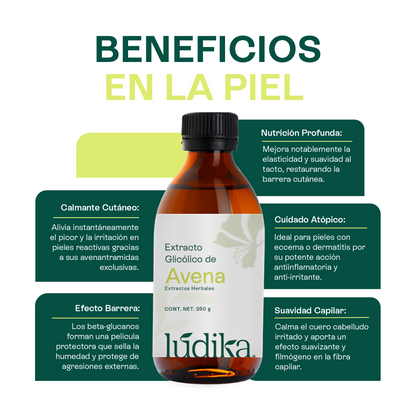 Extracto Glicólico de Avena | Facial, Corporal y Capilar | Activo Calmante, Anti-Irritante y Protector de la Barrera Cutánea