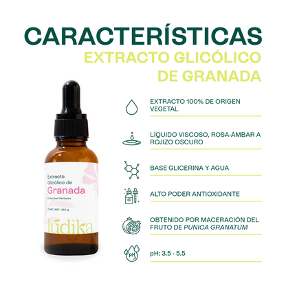 Extracto Glicólico de Granada | Facial, Corporal y Capilar | Activo Antioxidante, Antienvejecimiento e Iluminador