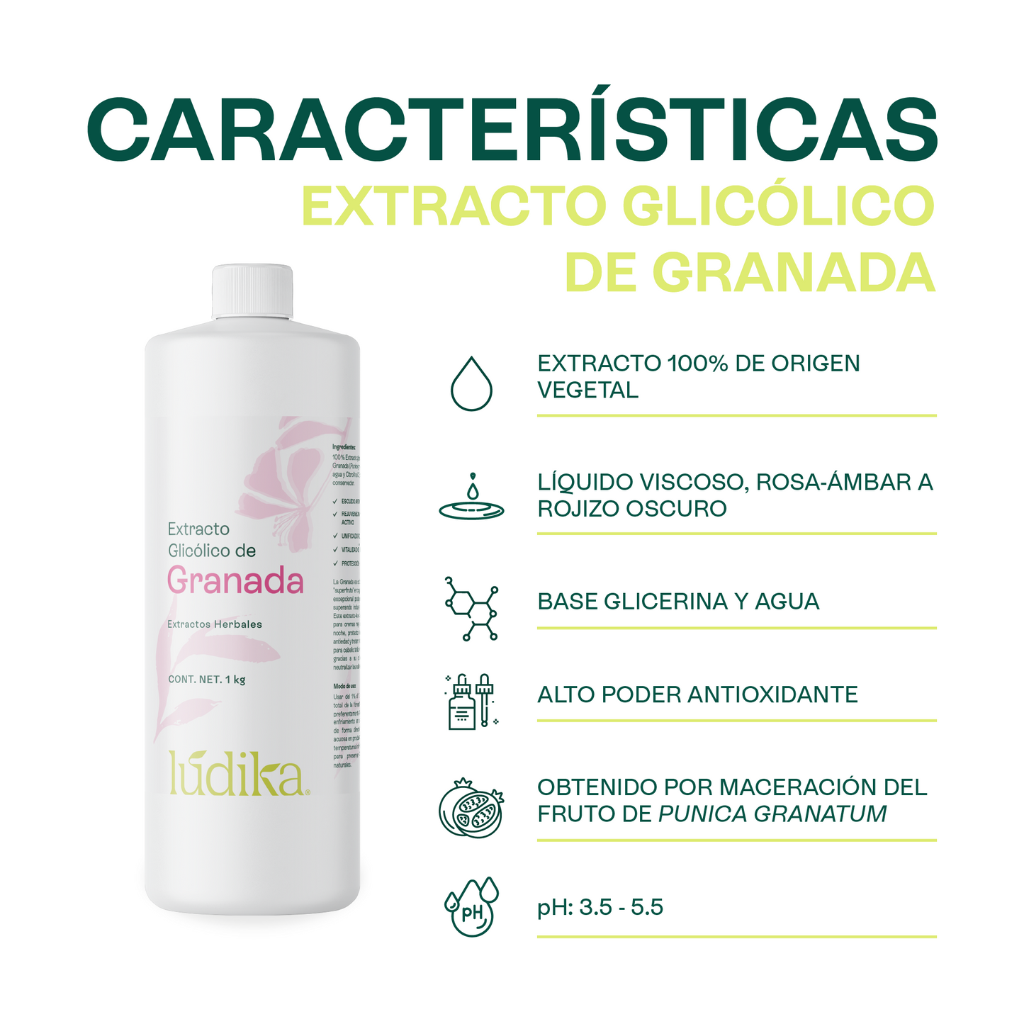 Extracto Glicólico de Granada | Facial, Corporal y Capilar | Activo Antioxidante, Antienvejecimiento e Iluminador