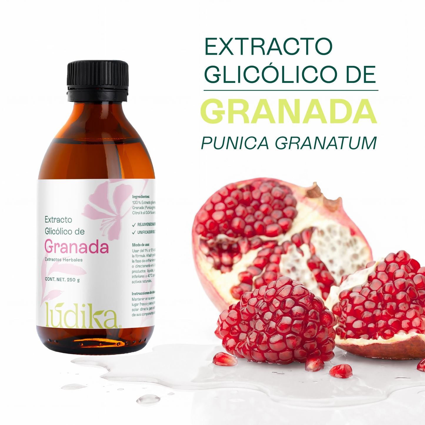 Extracto Glicólico de Granada | Facial, Corporal y Capilar | Activo Antioxidante, Antienvejecimiento e Iluminador