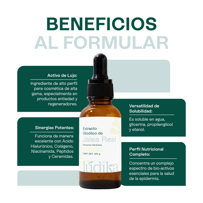 Extracto Glicólico de Jalea Real | Facial, Corporal y Capilar | Activo Revitalizante y Regenerador Antiedad