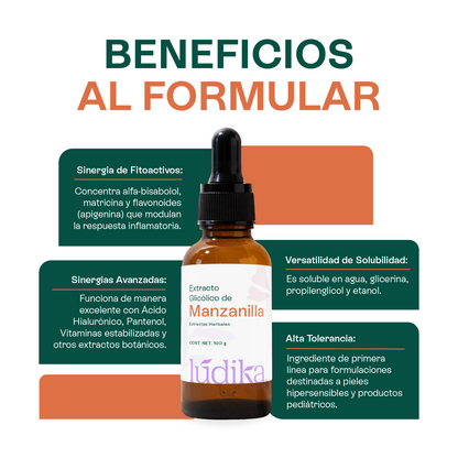 Extracto Glicólico de Manzanilla | Facial, Corporal y Capilar | Activo Calmante, Antiinflamatorio y Reparador