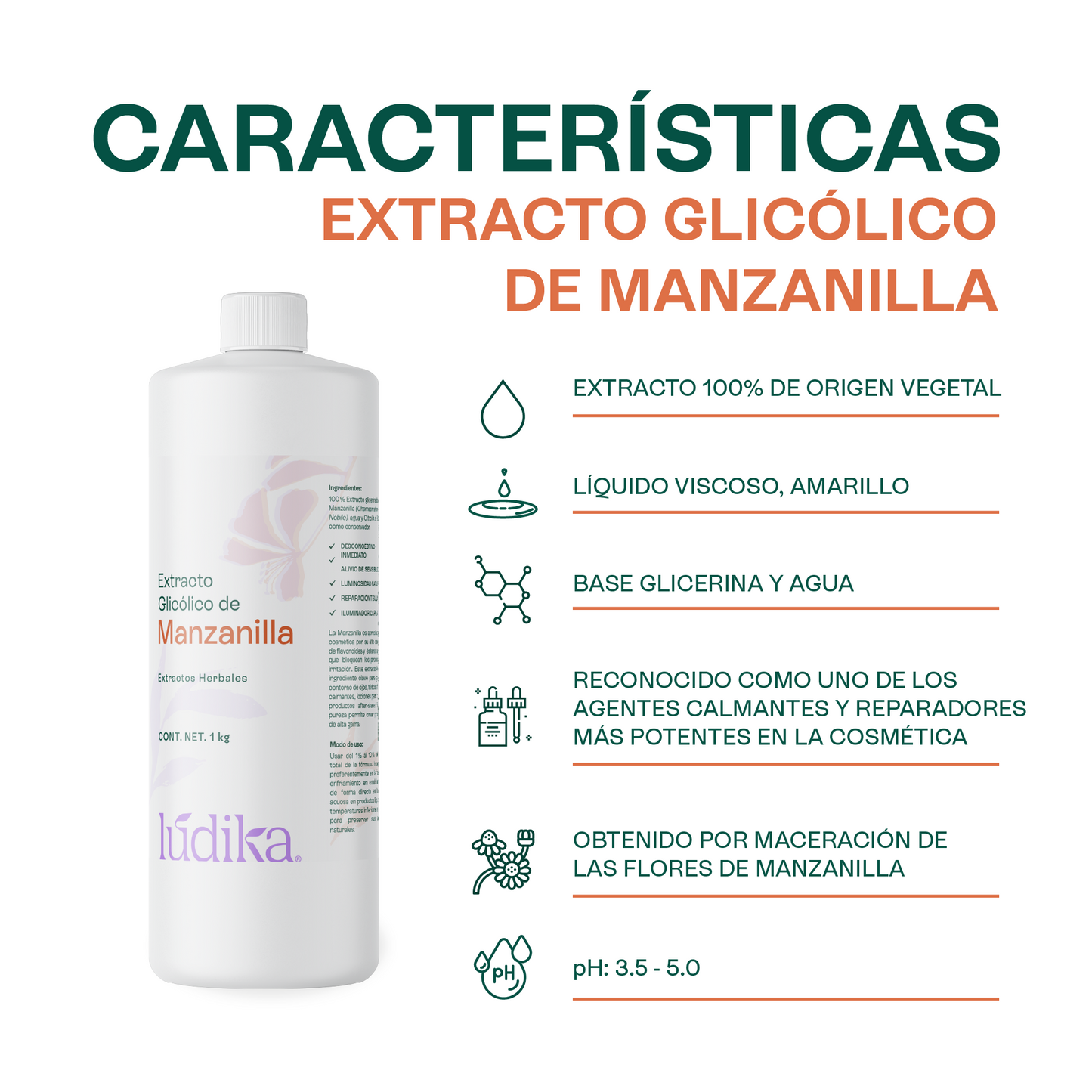 Extracto Glicólico de Manzanilla | Facial, Corporal y Capilar | Activo Calmante, Antiinflamatorio y Reparador