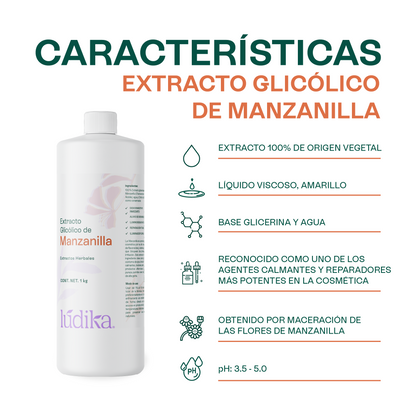 Extracto Glicólico de Manzanilla | Facial, Corporal y Capilar | Activo Calmante, Antiinflamatorio y Reparador