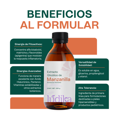 Extracto Glicólico de Manzanilla | Facial, Corporal y Capilar | Activo Calmante, Antiinflamatorio y Reparador