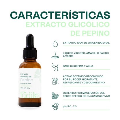 Extracto Glicólico de Pepino | Facial, Corporal y Capilar | Activo Hidratante, Refrescante y Descongestivo