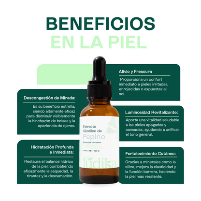Extracto Glicólico de Pepino | Facial, Corporal y Capilar | Activo Hidratante, Refrescante y Descongestivo