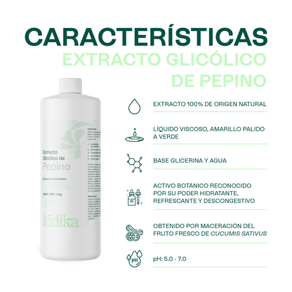 Extracto Glicólico de Pepino | Facial, Corporal y Capilar | Activo Hidratante, Refrescante y Descongestivo