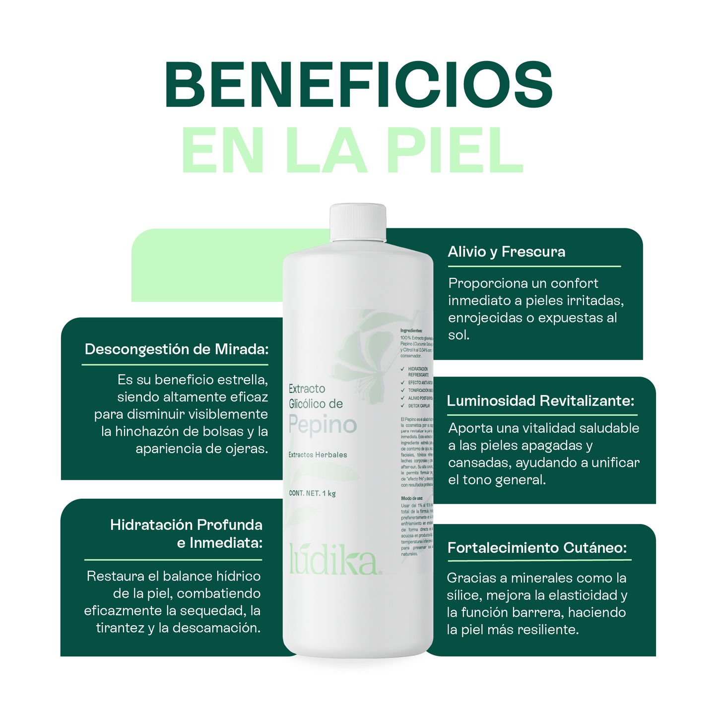Extracto Glicólico de Pepino | Facial, Corporal y Capilar | Activo Hidratante, Refrescante y Descongestivo
