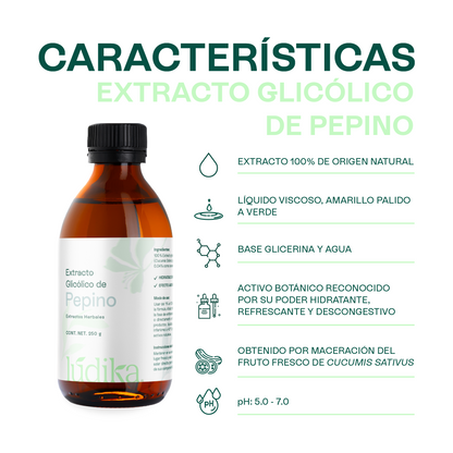 Extracto Glicólico de Pepino | Facial, Corporal y Capilar | Activo Hidratante, Refrescante y Descongestivo