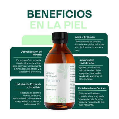 Extracto Glicólico de Pepino | Facial, Corporal y Capilar | Activo Hidratante, Refrescante y Descongestivo