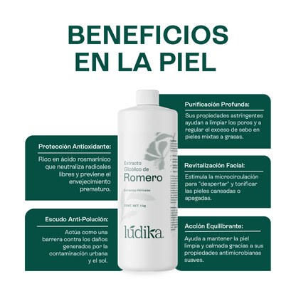 Extracto Glicólico de Romero | Facial, Capilar y Corporal | Activo Antioxidante, Purificante y Estimulante Capilar