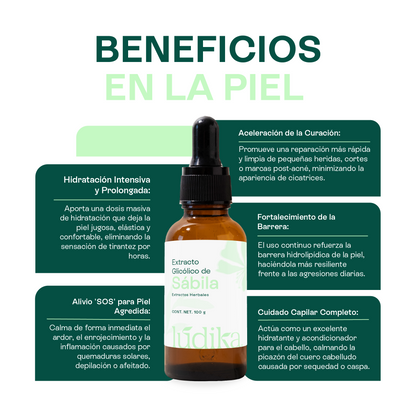Extracto Glicólico de Aloe Vera | Facial, Corporal y Capilar | Activo Hidratante, Calmante y Reparador de la Piel