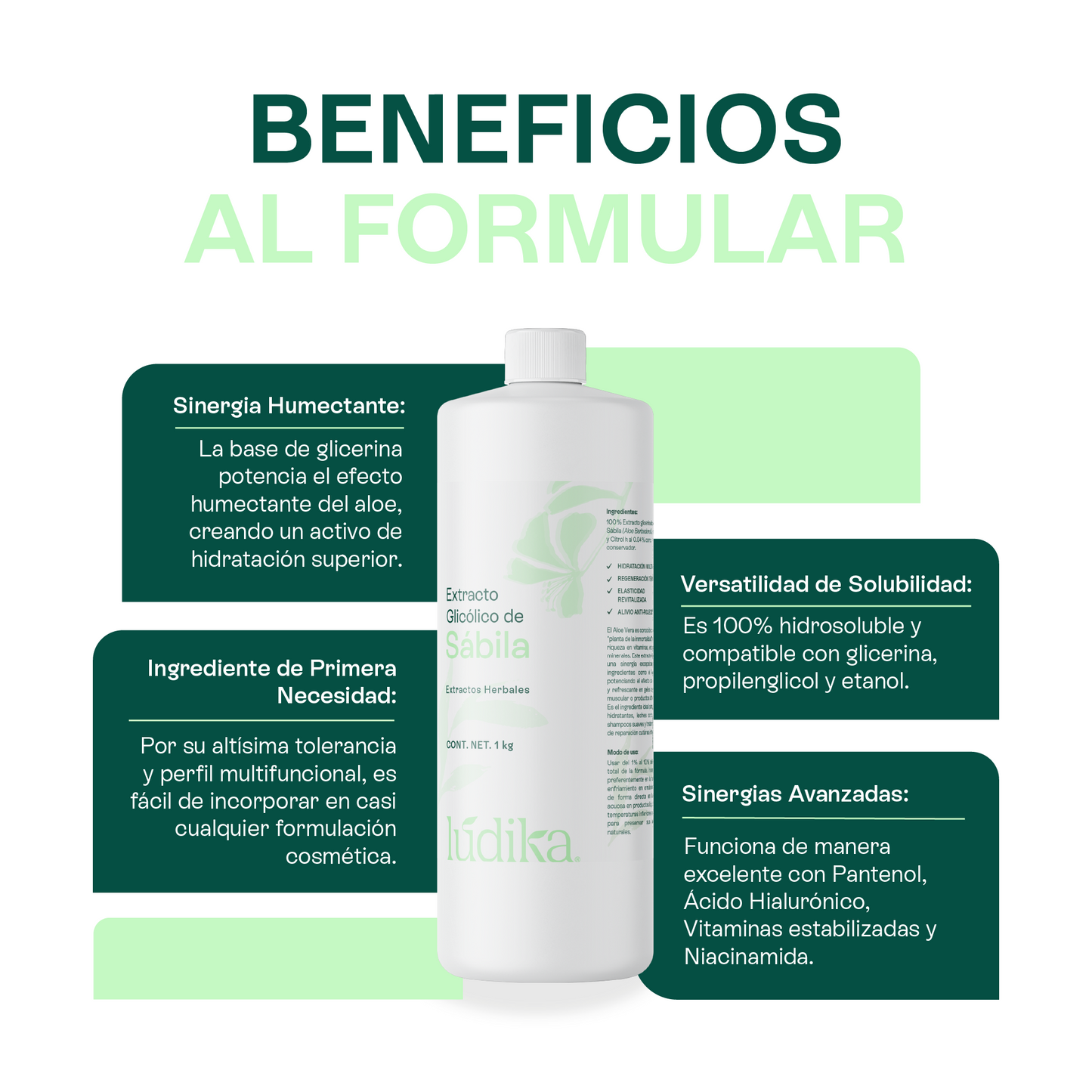 Extracto Glicólico de Aloe Vera | Facial, Corporal y Capilar | Activo Hidratante, Calmante y Reparador de la Piel