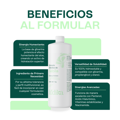 Extracto Glicólico de Aloe Vera | Facial, Corporal y Capilar | Activo Hidratante, Calmante y Reparador de la Piel