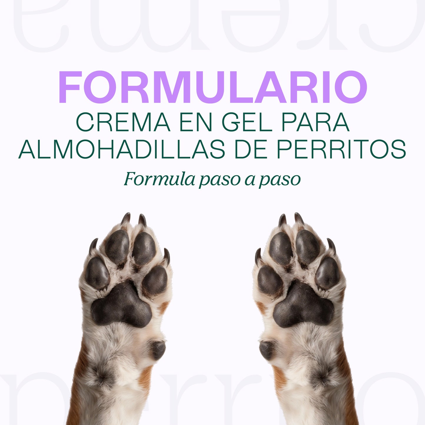 Formulario: Crema en Gel para almohadillas de perritos - Tecnología GelTrap