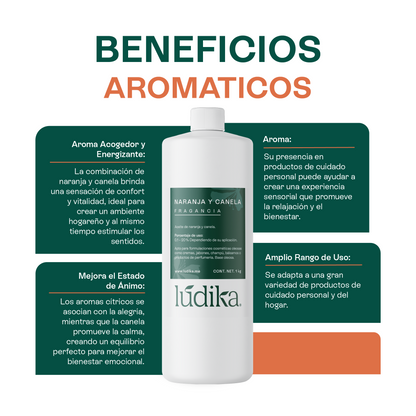 Fragancia de Naranja y Canela Lúdika | Aroma Cítrico, Especiado y Energizante