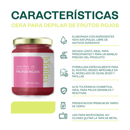 Cera Española Frutos Rojos | Depilación Suave y Precisa | Ideal para Piel Sensible y Zonas Delicadas