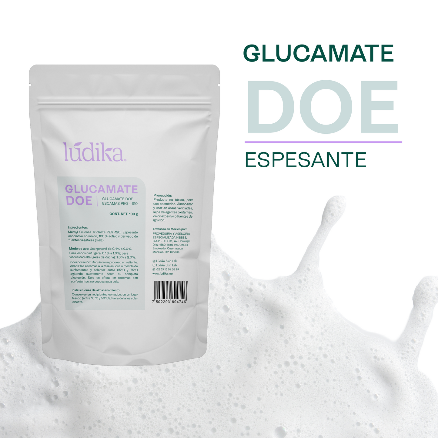 Glucamate DOE Escamas PEG – 120 | Facial, Corporal y Capilar | Espesante Asociativo Ultra-Suave
