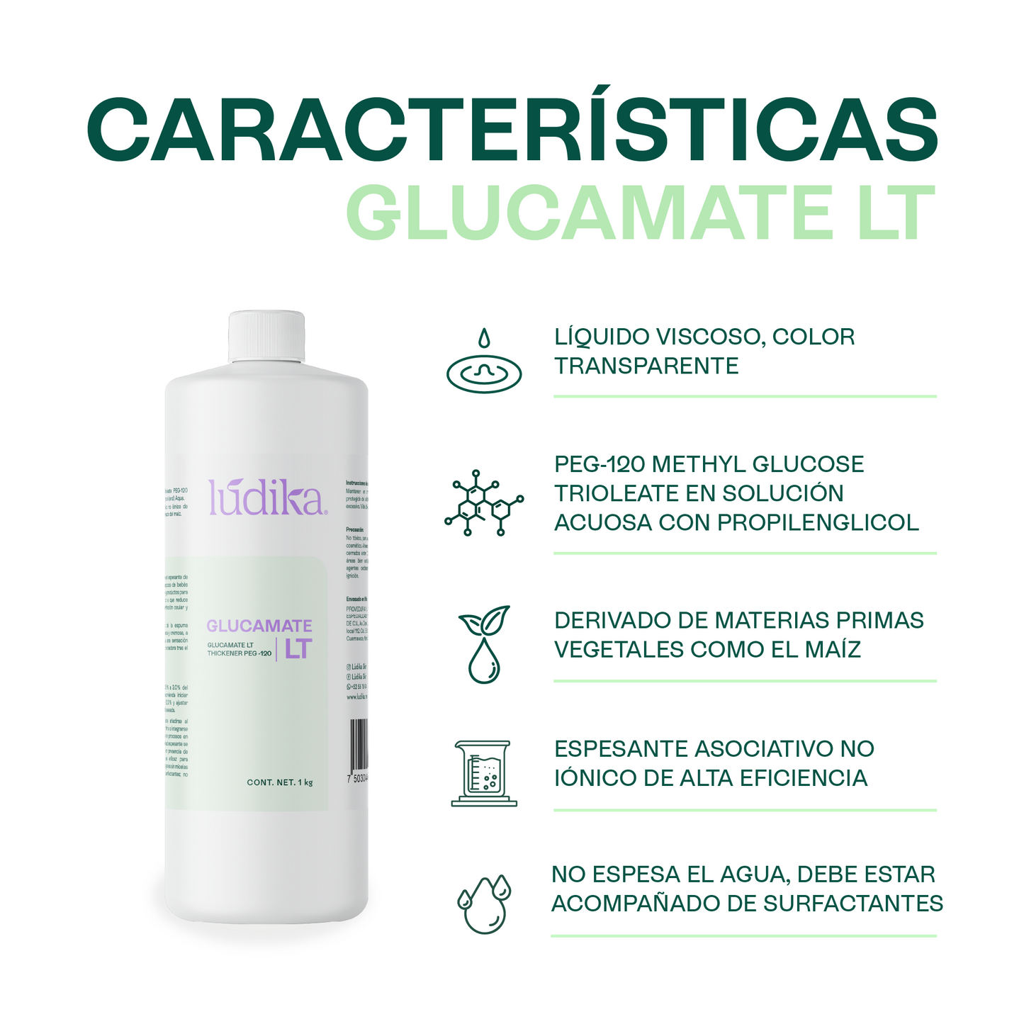 Glucamate LT Thickener PEG – 120 | Facial, Corporal y Capilar | Espesante Líquido Ultra-Suave