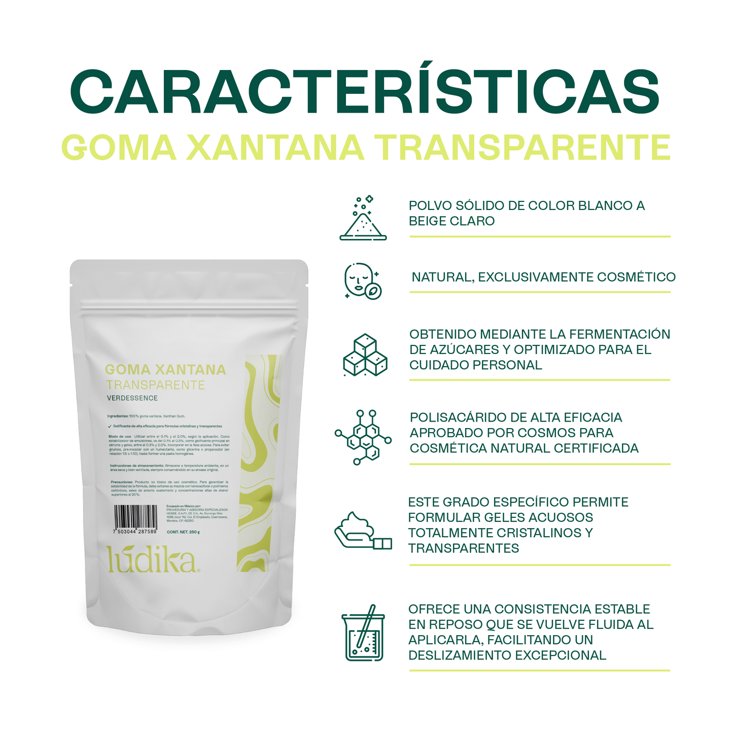 Goma Xantana Transparente | Facial, Corporal y Capilar | Espesante y Estabilizador Clean Beauty